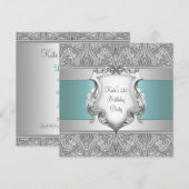 ターコイズブルーの女性の21歳の誕生日パーティー 招待状 (正面/裏面)