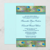 ターコイズブルーの孔雀の結婚式招待状 招待状 (正面/裏面)