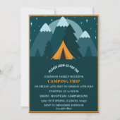 ターコイズブルーの山々とテントキャンプの家族再会 招待状 (正面)