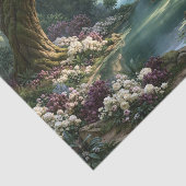 ターコイズブルーの川のデコパージュ ねじれた木のアーチ 薄葉紙 (詳細)