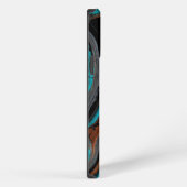 ターコイズブルーの抽象的な銅色デザイン iPhoneケース (右側面)