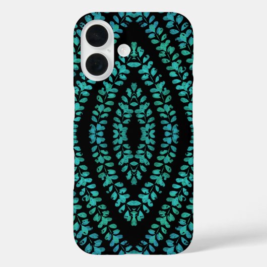 ターコイズブルーの春休みの葉の芸術的なデザイン Case-Mate iPhoneケース (裏面)
