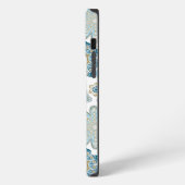 ターコイズブルーの曼荼羅アート柄 ウィンター iPhoneケース (左側面)