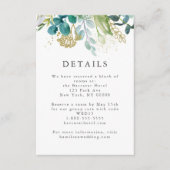 ターコイズブルーの植物モダンエレガントウェディングディテールカード エンクロージャーカード (正面)