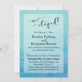 ターコイズブルーの水彩オンブルマンダラ　私たちはこっそり結婚した 招待状 (正面)