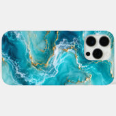 ターコイズブルーの海と大理石のラグジュアリーデザインにゴールドの波を添えて Case-Mate iPhoneケース (裏面 (横))