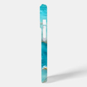 ターコイズブルーの海と大理石のラグジュアリーデザインにゴールドフォイルの波 Case-Mate iPhoneケース (裏面 / 左)