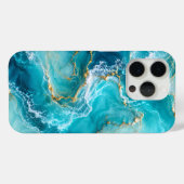 ターコイズブルーの海と大理石のラグジュアリーデザインにゴールドフォイルの波 Case-Mate iPhoneケース (裏面 (横))