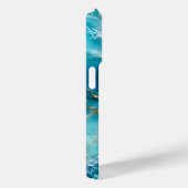 ターコイズブルーの海と大理石のラグジュアリーデザインにゴールドフォイルの波 Case-Mate iPhoneケース (裏面 / 右)