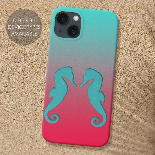 ターコイズブルーの海のシルエットシンプルなマリン柄 Case-Mate iPhoneケース