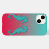 ターコイズブルーの海のシルエットシンプルなマリン柄 Case-Mate iPhoneケース (裏面 (横))