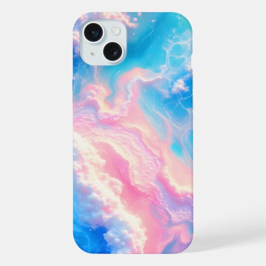 ターコイズブルーの海の波 ピンクの夏の海 ビーチ  iPhoneケース (裏面)