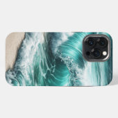 ターコイズブルーの海の波 iPhoneケース (裏面横)