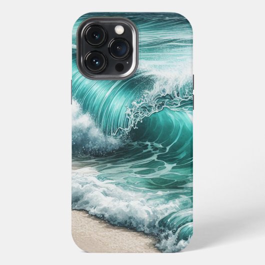 ターコイズブルーの海の波 iPhoneケース (裏面)