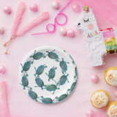 ターコイズブルーの海亀が泳ぐ海 エレガントなビーチウェディング ペーパープレート (パーティー)