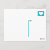 ターコイズブルーの海軍風ハートアンカー感謝 ポストカード (裏面)