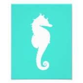 ターコイズブルーの海馬 白 フォトプリント            (正面)