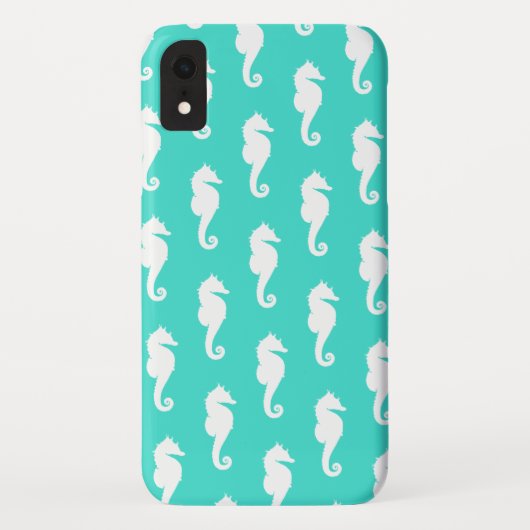ターコイズブルーの海馬 白 Case-Mate iPhoneケース (裏面)