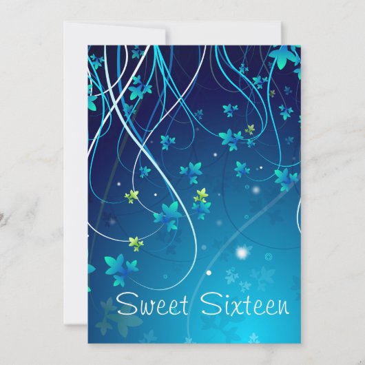 ターコイズブルーの渦巻き Sweet Sixteenパーティー 招待状 (正面)