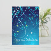 ターコイズブルーの渦巻き Sweet Sixteenパーティー 招待状 (スタンド正面)