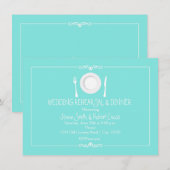ターコイズブルーの結婚式リハーサルディナー招待状 招待状 (正面/裏面)