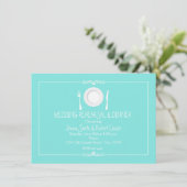ターコイズブルーの結婚式リハーサルディナー招待状 招待状 (スタンド正面)