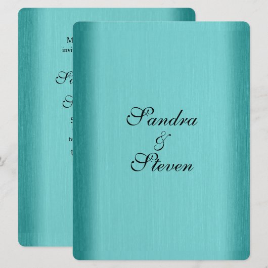 ターコイズブルーの結婚式招待状 招待状 (正面/裏面)