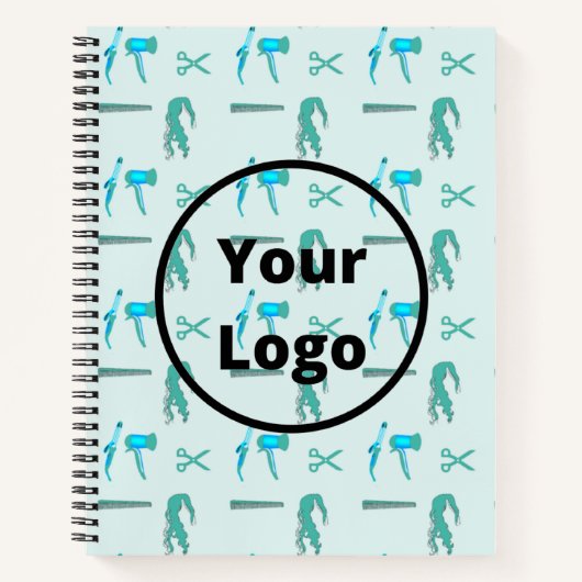 ターコイズブルーの美容院ビジネスパターン ノートブック (正面)