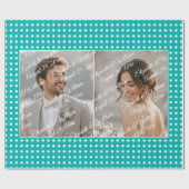 ターコイズブルーの背景に白い水玉 - オーダーメイドの結婚式 ラッピングペーパー (フラット)