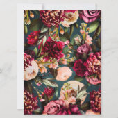 ターコイズブルーの背景に菊のウェディング 招待状 (裏面)