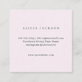 ターコイズブルーの葉の水彩画のモダンなパーソナルスタイリスト スクエア名刺 (裏面)