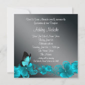 ターコイズブルーの蝶の卒業発表 招待状 (裏面)