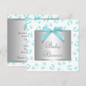 ターコイズブルーの赤ちゃんの手足 ベビーシャワー 招待状 (正面/裏面)