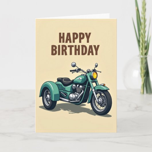 ターコイズブルーの車両の誕生日カード カード (正面)