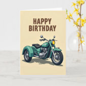 ターコイズブルーの車両の誕生日カード カード (黄色い花)