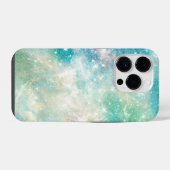 ターコイズブルーの銀河の星空 iPhoneケース (裏面横)