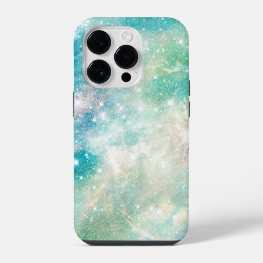 ターコイズブルーの銀河の星空 iPhoneケース (裏面)