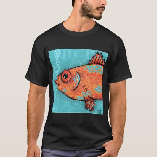 ターコイズブルーの魚 Tシャツ (正面)