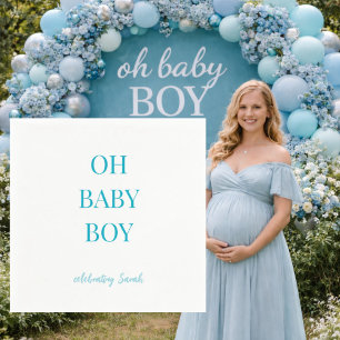 ターコイズブルーの「Oh Baby Boy」シャワーナプキン（名入れ可能） スタンダードカクテルナプキン