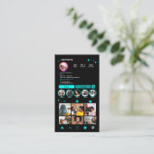 ターコイズブルーのInstagramサロンQRソーシャルメディア 名刺 (スタンド正面)