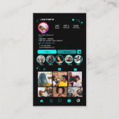 ターコイズブルーのInstagramサロンQRソーシャルメディア 名刺 (正面)