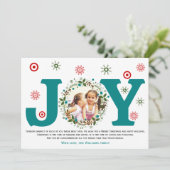 ターコイズブルーのJoy、クリスマスの花輪の写真 シーズンカード (スタンド正面)
