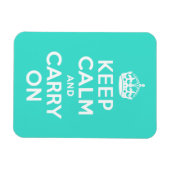 ターコイズブルーのKeep Calm and Carry On マグネット (横)