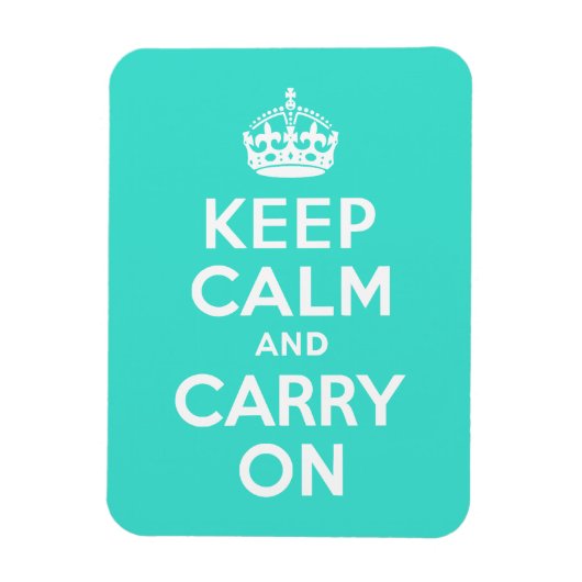 ターコイズブルーのKeep Calm and Carry On マグネット (縦)