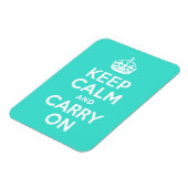 ターコイズブルーのKeep Calm and Carry On マグネット (左側)