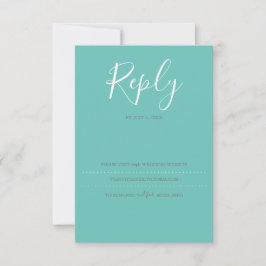 ターコイズブルーのRSVPカード、結婚式ウェブサイト 出欠カード