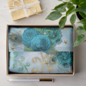 ターコイズブルーアクアピーコックデクページティッシュペーパー 薄葉紙 (ギフト)