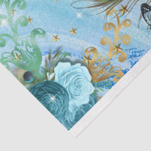 ターコイズブルーアクアピーコックデクページティッシュペーパー 薄葉紙 (詳細)