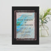 ターコイズブルーアゲートバラ結婚金ゴールド&パーティー 招待状 (スタンド正面)