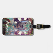 ターコイズブルーアンティークブッダ名前をカスタムするスクリプト ラゲッジタグ (正面横)